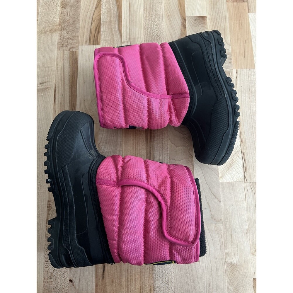 Polo Ralph Lauren Girl's Snow Boots Rubber Fleece Lined Crest Logo Pink Size 1 - Picture 4 of 8